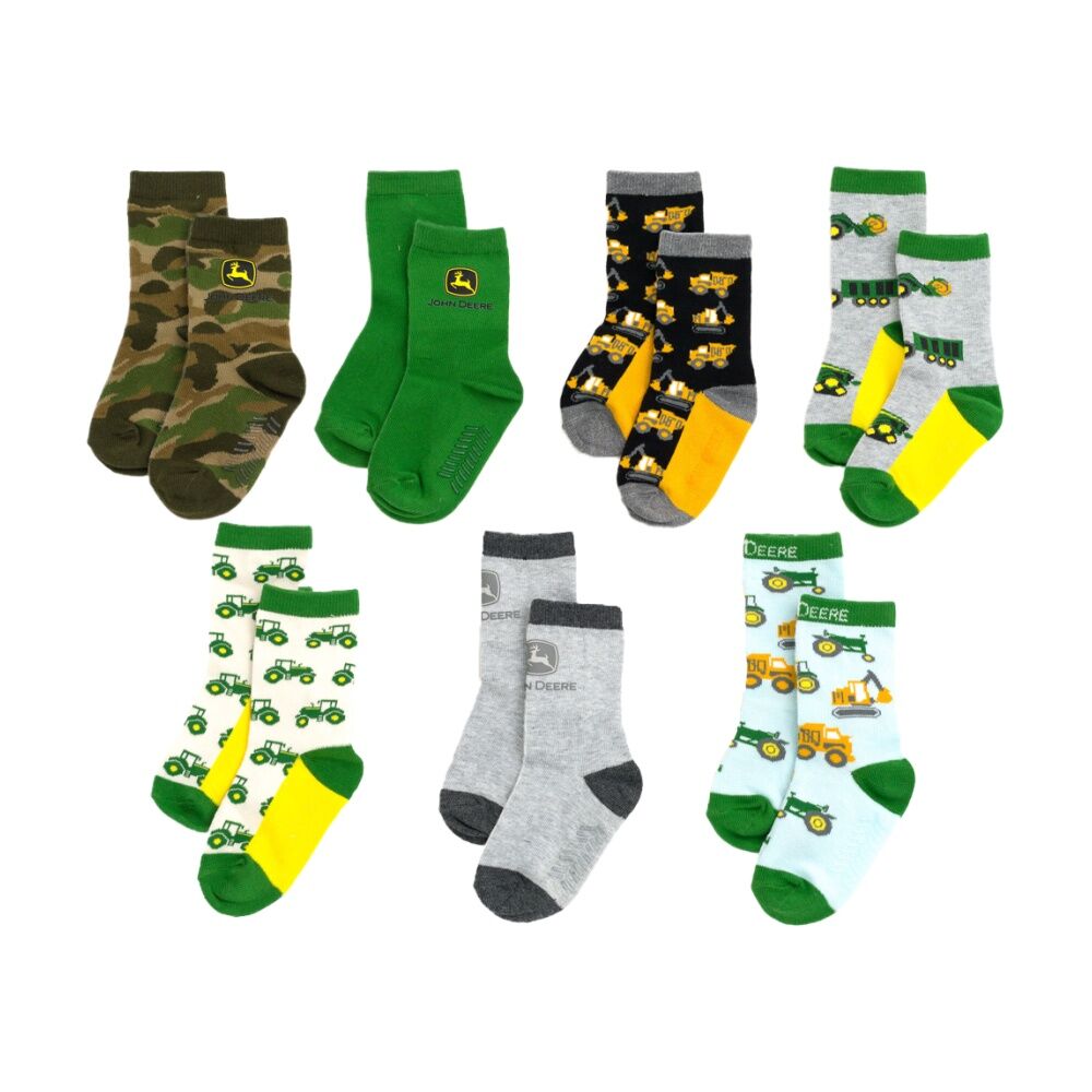 John Deere 2x 7PK 4-6Y Truck Non-Slip Grip Cotton Blend Crew Socks Set — image 2