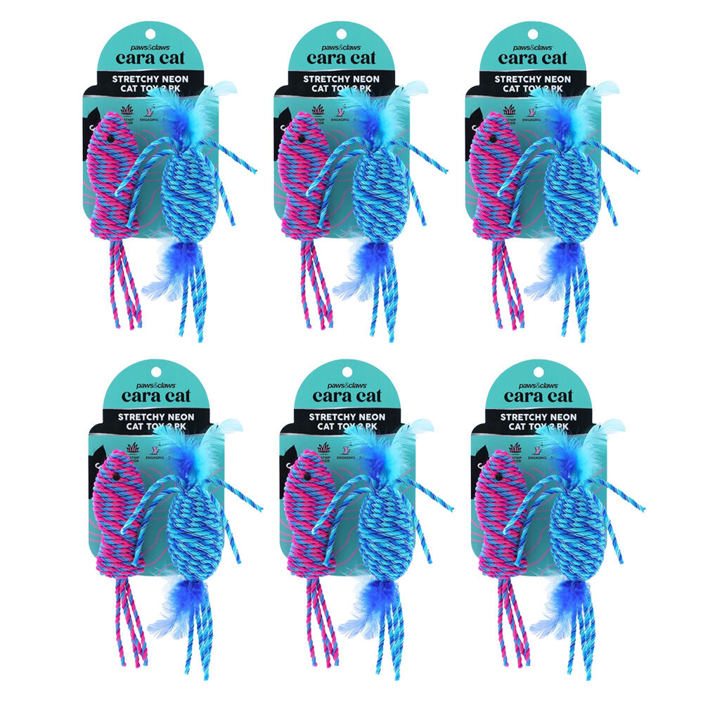 Paws and Claws 2pc Paws And Claws Cara Cat Stretchy Neon Play Toy Set 7x3x3cm Assorted (6 Pack)