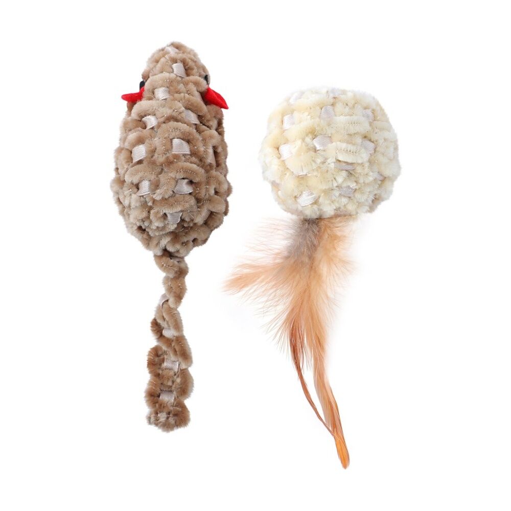 Paws and Claws 2pc Paws And Claws Cara Cat Chenille Rattle Play Toy Set 7x3x3cm Assorted (6 Pack) — image 7