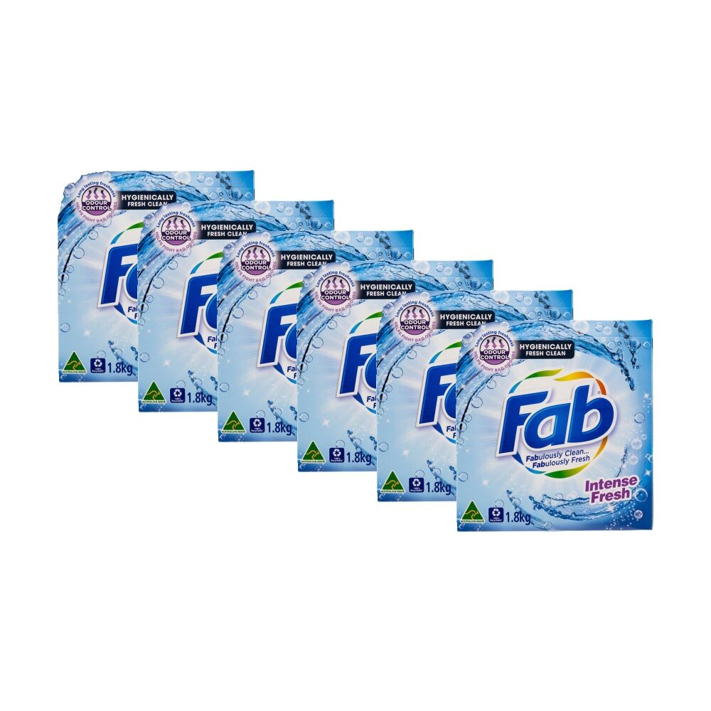 Fab Hygienically Clean Intense Fresh Cleaning Laundry Powder 1.8kg (6 Pack)