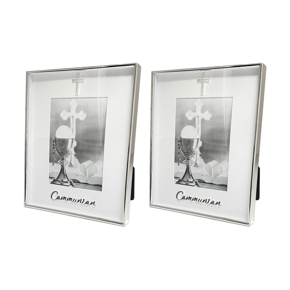 Gibson Gifts Boxed Communion Picture Photo Frame 4x6 White Silver (2 Pack)