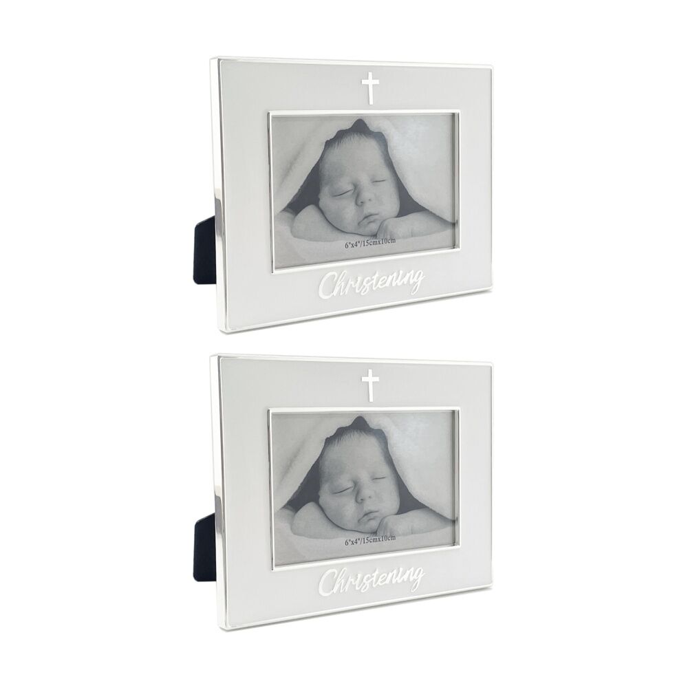 Gibson Gifts Pure White Christening 6x4 Home Decor Photo Frames (2 Pack)
