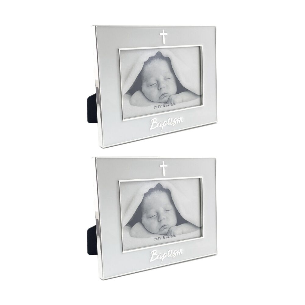 Gibson Gifts Pure White Baptism 6x4 Home Decor Photo Frames Rectangular (2 Pack)