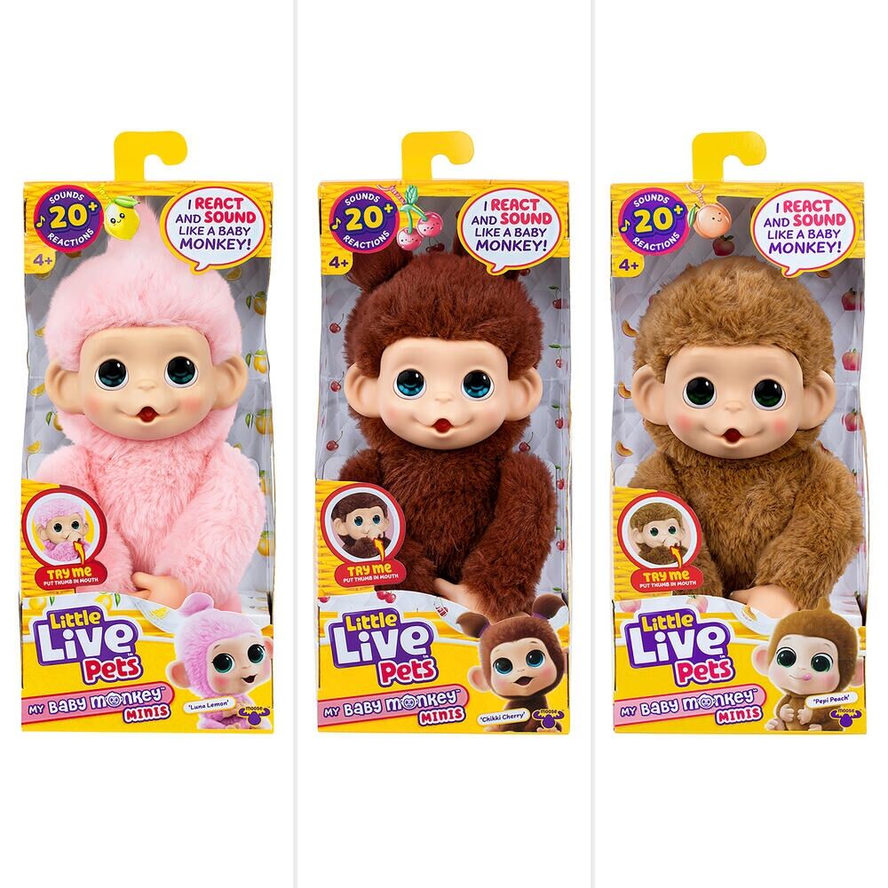 Little Live Pets 4y+ My Baby Monkey Minis Interactive Kids Plush Assorted — image 3
