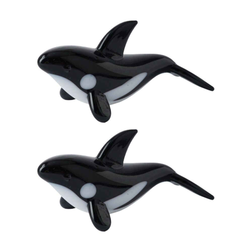 Gibson Gifts Artisan Glass Orca Home Decoration Sculptures/Figurines (2 Pack)