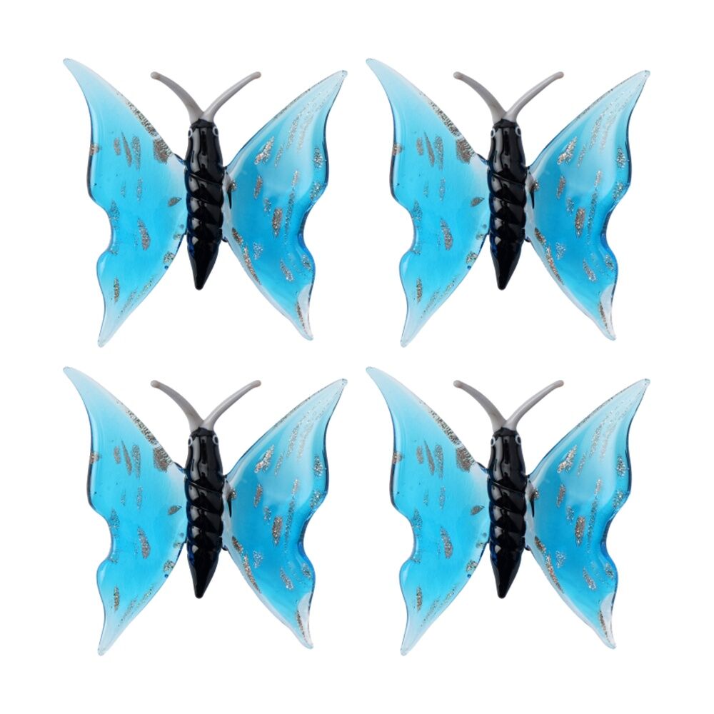 Gibson Gifts Artisan Glass Butterfly Home Decoration Sculptures/Figurines (4 Pack)