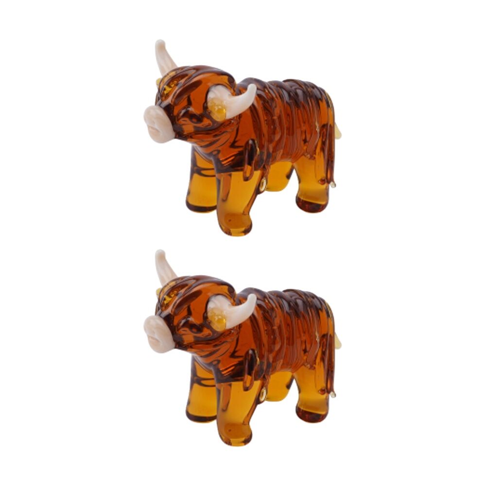 Gibson Gifts Artisan Glass Highland Cow Home Decoration Sculptures/Figurines (2 Pack)