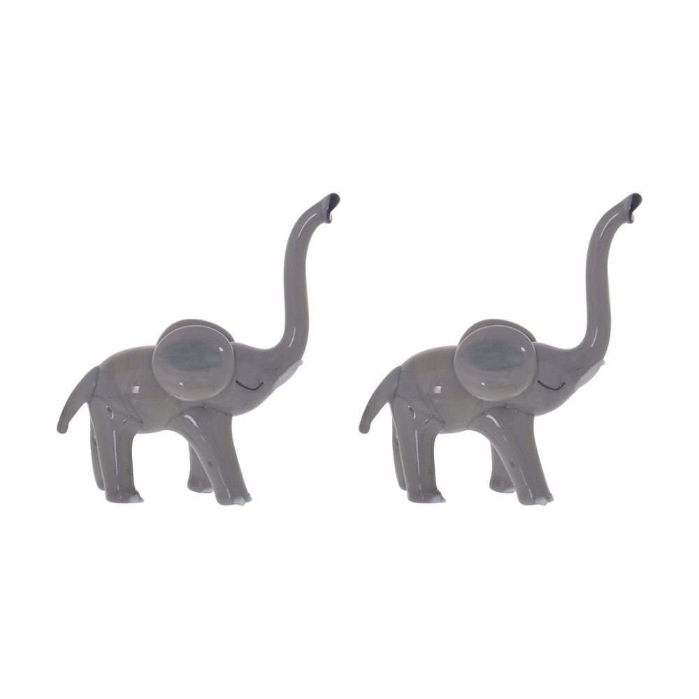 Gibson Gifts Artisan Glass Elephant Home Decoration Sculptures/Figurines (2 Pack)