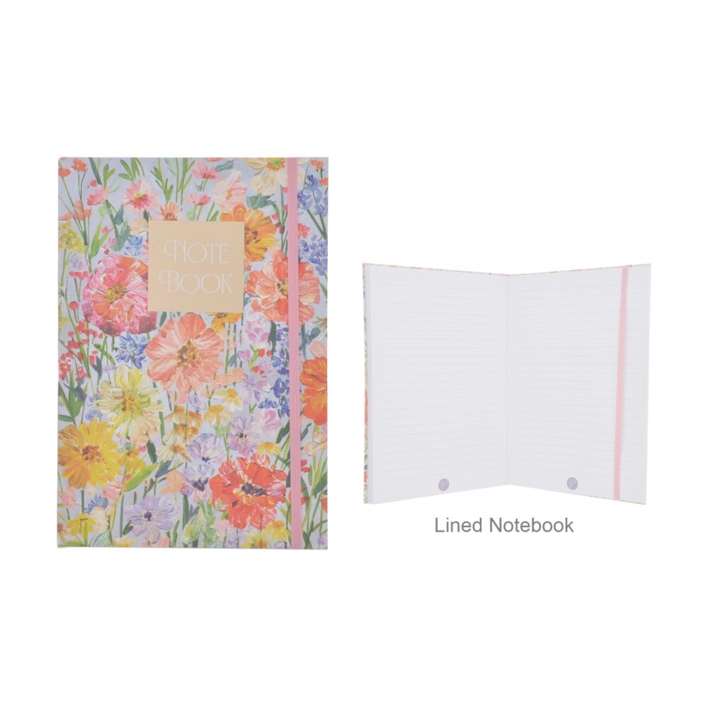 Gibson Gifts Saffron A5 Notebook - Floral Garden Print - Soft Pink Elastic Closure For Secure Carry - Note Taking Ideas Lists Journaling - Stationery — image 3