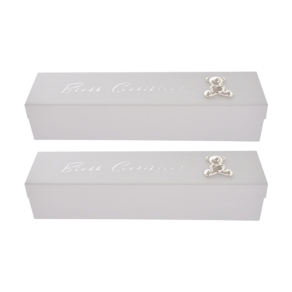 Gibson Gifts Birth Certificate Elegant Box Memory Keepsake White (2 Pack)