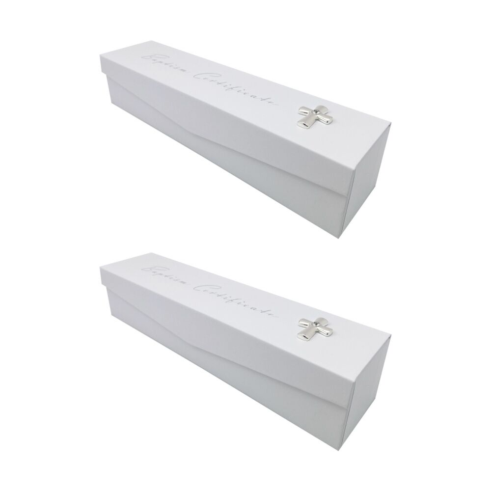 Gibson Gifts Baptism Certificate Elegant Box Memory Keepsake White (2 Pack)