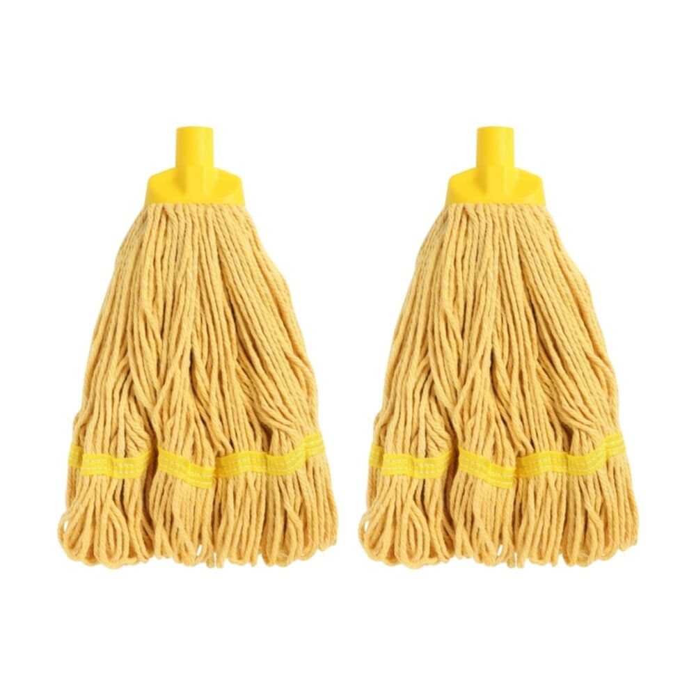 Edco Enduro Heavy Duty Loop Ends Durable Yarn Round Mop Yellow 350g (2 Pack)