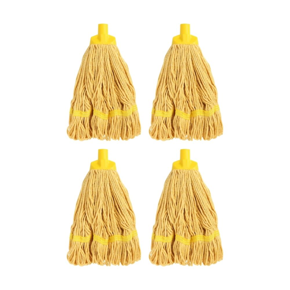 Edco Enduro Heavy Duty Loop Ends Durable Yarn Round Mop Yellow 350g (4 Pack)