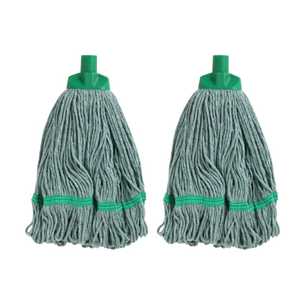 Edco Enduro Heavy Duty Loop Ends Durable Yarn Round Mop Green 350g (2 Pack)