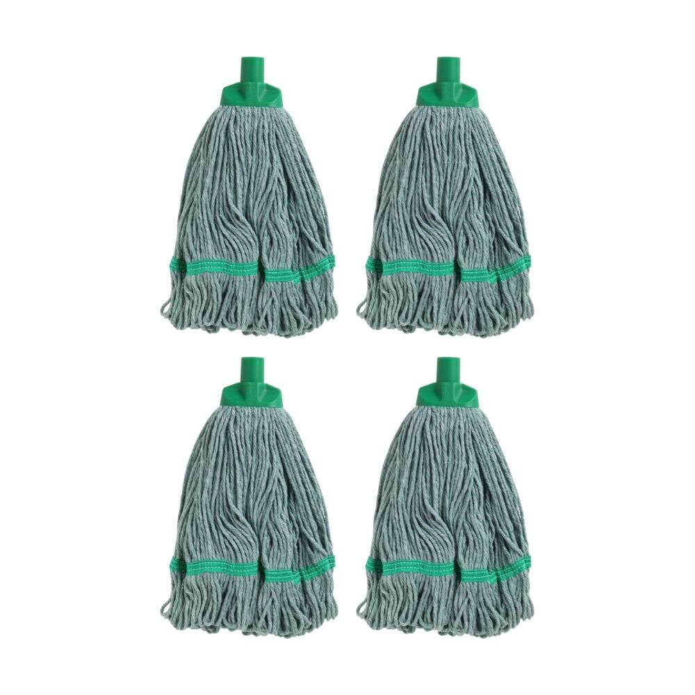 Edco Enduro Heavy Duty Loop Ends Durable Yarn Round Mop Green 350g (4 Pack)
