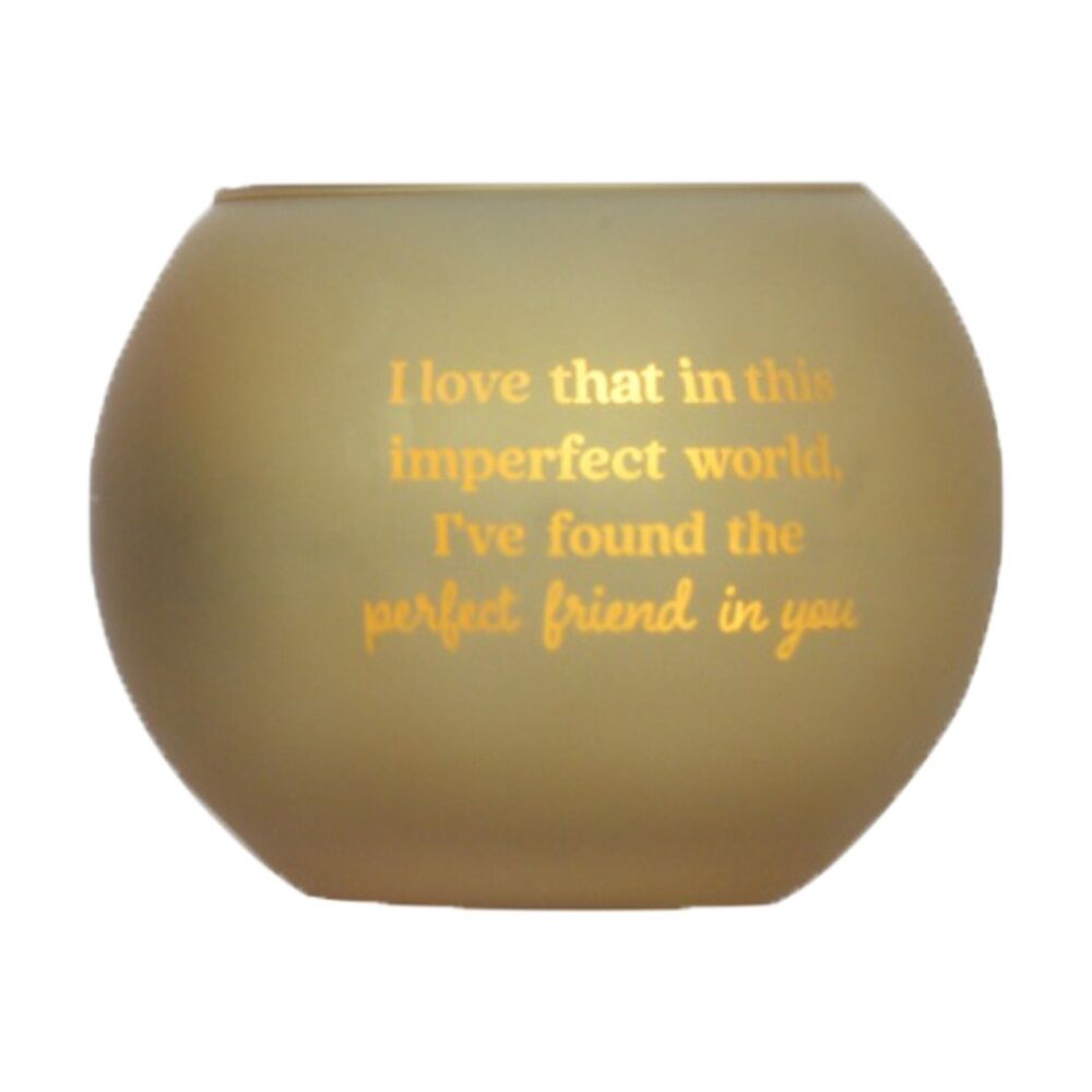 Love & Light Gold Glass Friend Tea Soy Candle Holder Home Decoration Gift