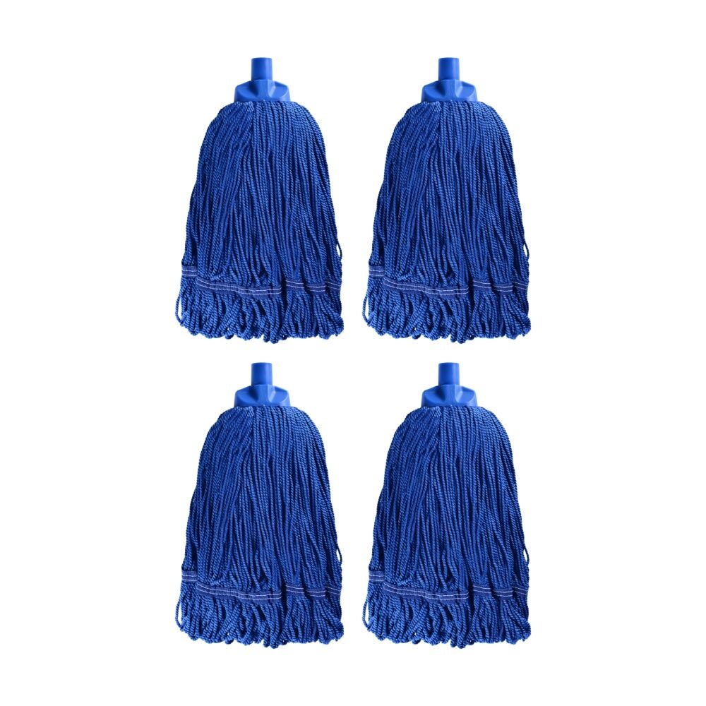 Edco Heavy Duty Enduro 100 Percent Microfibre Mop Head Blue 350g (4 Pack)