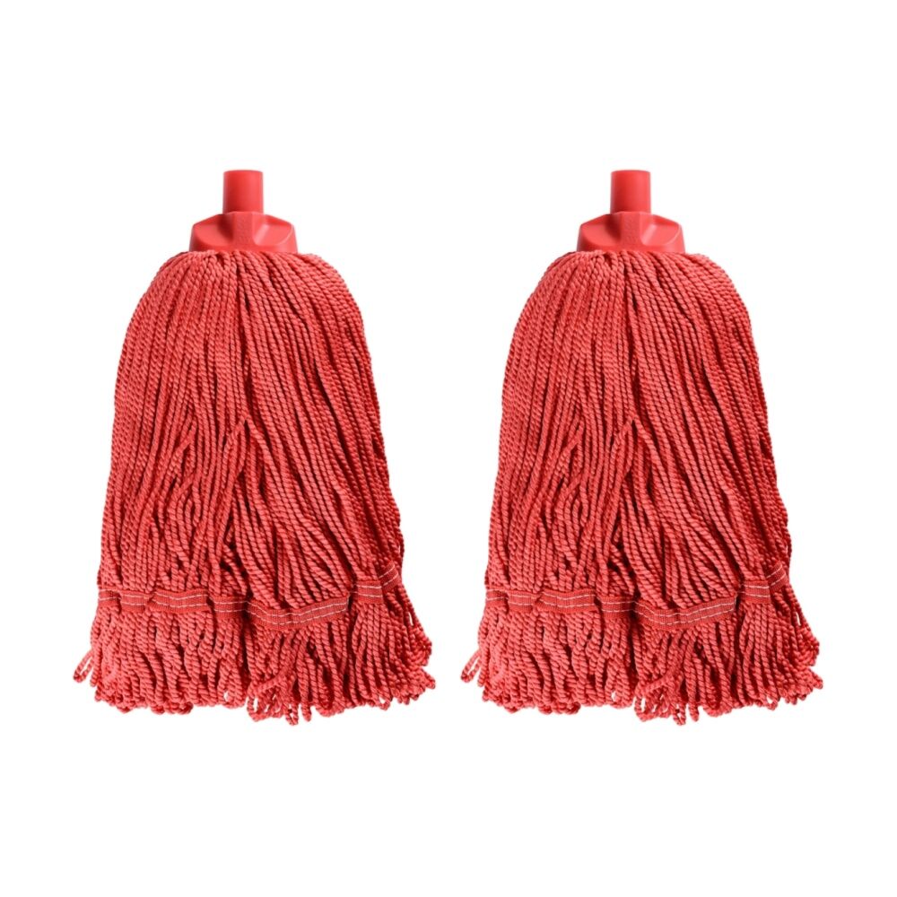 Edco Heavy Duty Enduro 100 Percent Microfibre Mop Head Red 350g (2 Pack)