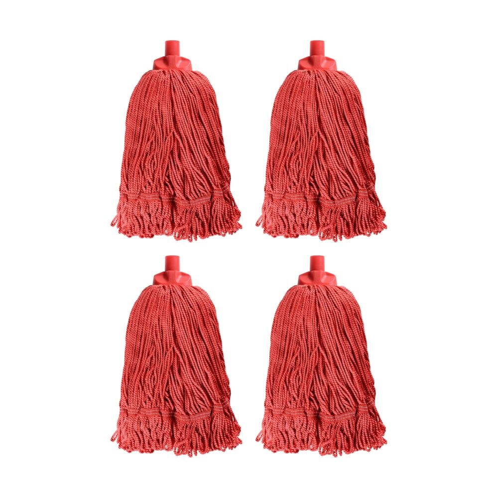 Edco Heavy Duty Enduro 100 Percent Microfibre Mop Head Red 350g (4 Pack)