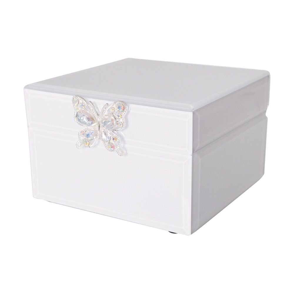 Gibson Gifts Crystal Butterfly Jewellery Box Small White Shimmer Storage (2 Pack) — image 2