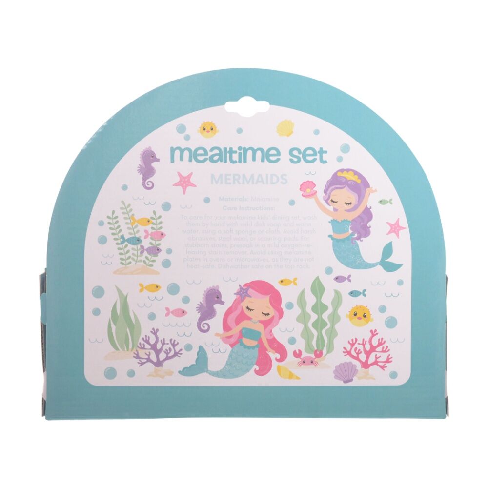 Gibson Gifts Mermaids Kids Meal Dinner Set Melamine Plate Bowl Cup Cutlery (2 Pack) — image 3