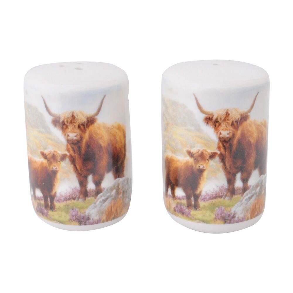 Macneil Highland Cow Ceramic Salt Pepper Shakers Container Set 5cm (2 Pieces)