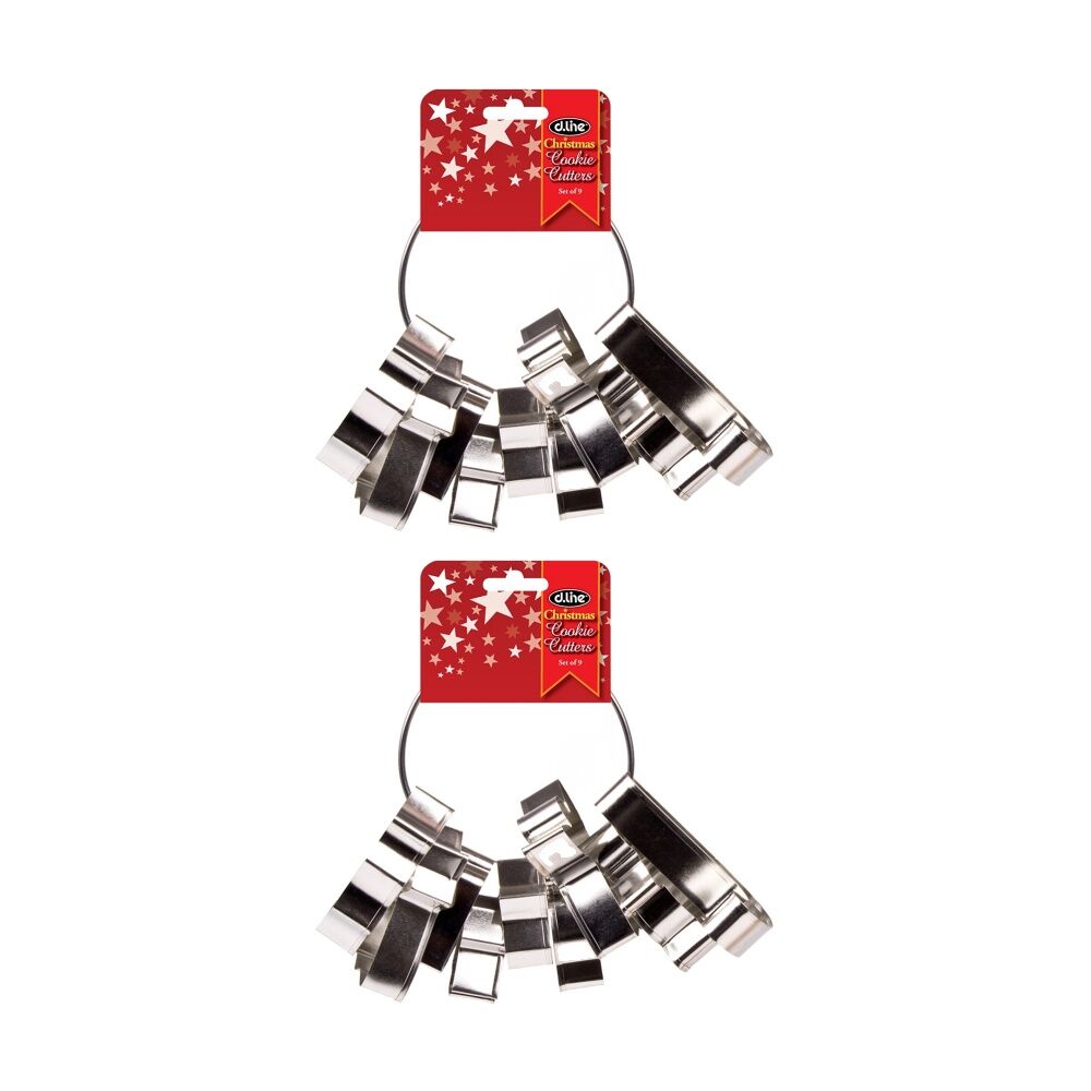 D.Line 9pc D.Line Christmas Festive Shapes Cookie Cutter Baking Tool Set (2 Pack)