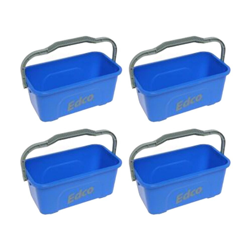Edco All-Purpose Mop and Squeegee Bucket w/ Durable Handle Blue 11L (4 Pack)