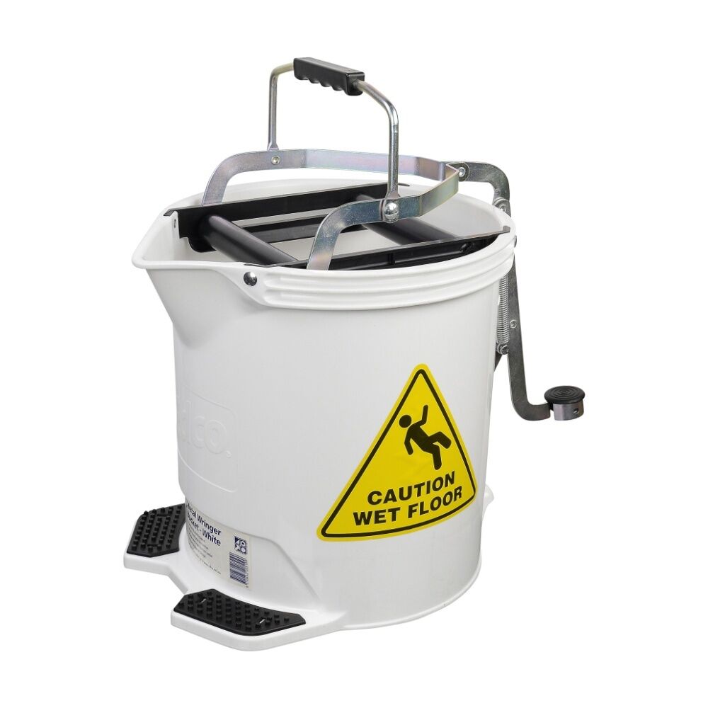 Edco White 15L Metal Wringer Bucket Registered Design With Twin Foot Pedal