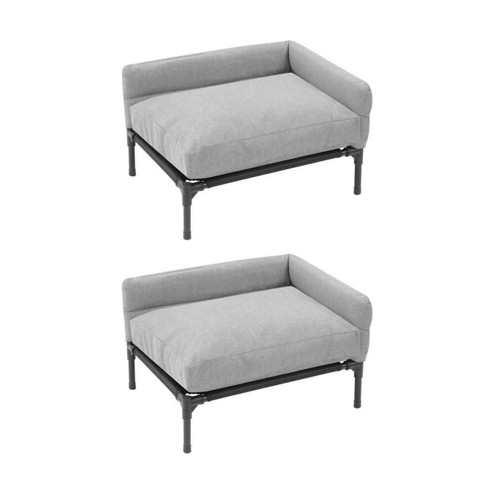 Paws and Claws Elevated Sofa Pet Dog Bed 64.5x49x38.5cm Linen Grey Medium (2 Pack)