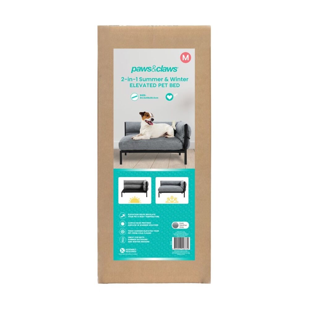 Paws and Claws Elevated Sofa Pet Dog Bed 64.5x49x38.5cm Linen Grey Medium (2 Pack) — image 9
