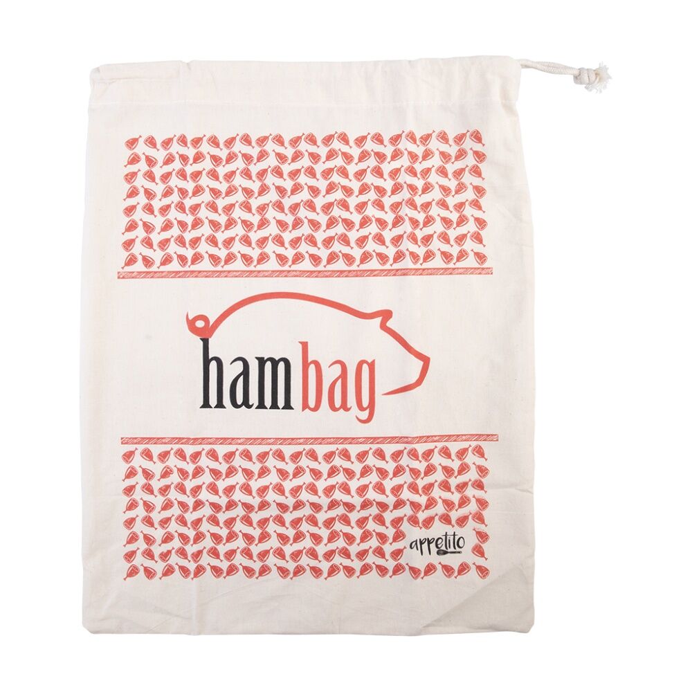 Appetito Reusable Breathable Drawstring Closure Ham Bag 100% Cotton (4 Pack) — image 3