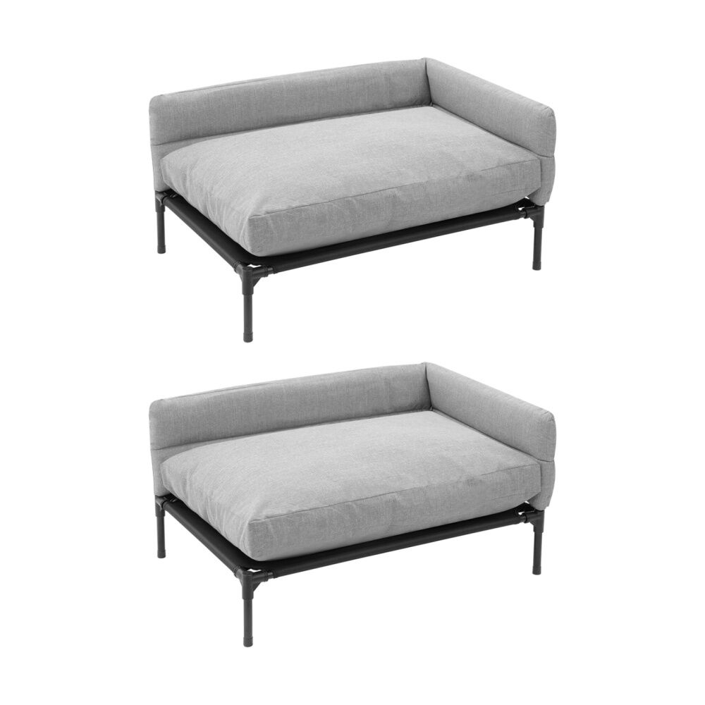 Paws and Claws Elevated Sofa Pet Dog Bed 93.5x63x48cm Linen Grey Large (2 Pack)