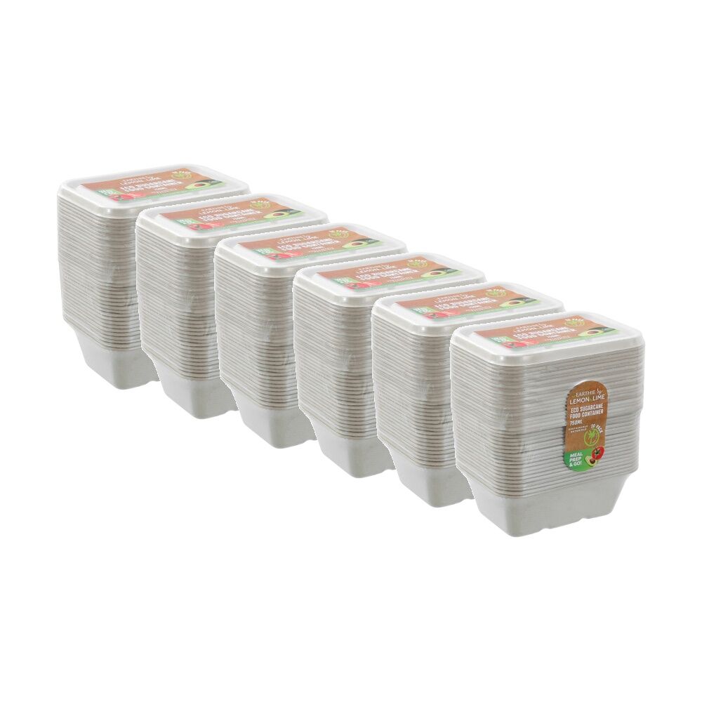 Lemon and Lime 6x 20pc Eco Sugarcane Food Container Set 750ml