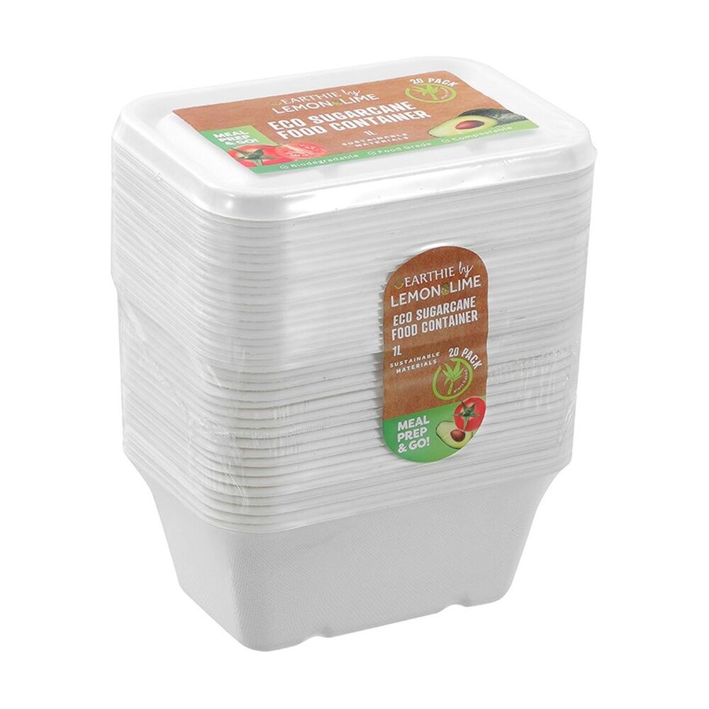 Lemon and Lime Eco Sugarcane Food Container Set 1L Capacity Assorted (20 Pieces) — image 3