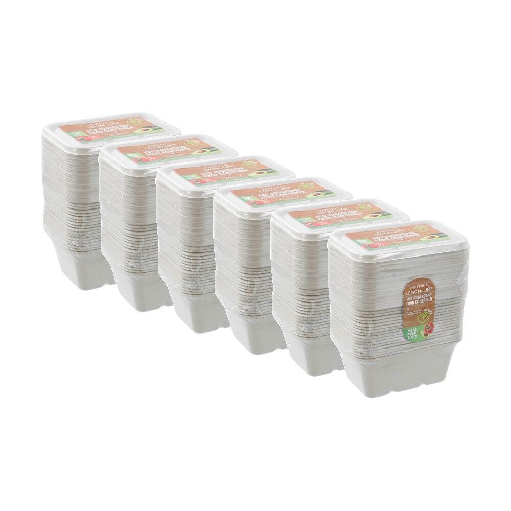 Lemon and Lime 6x 20pc Eco Sugarcane Food Container Set 1L