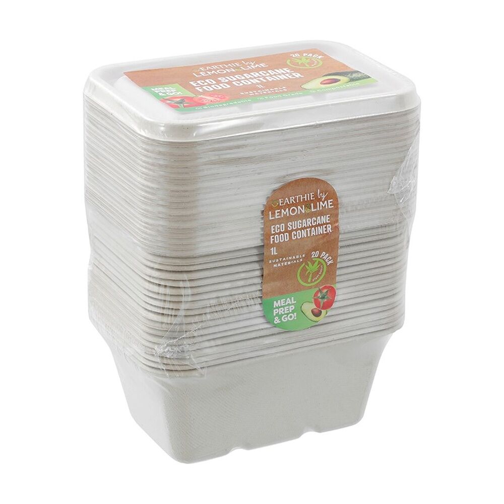 Lemon and Lime 6x 20pc Eco Sugarcane Food Container Set 1L — image 2
