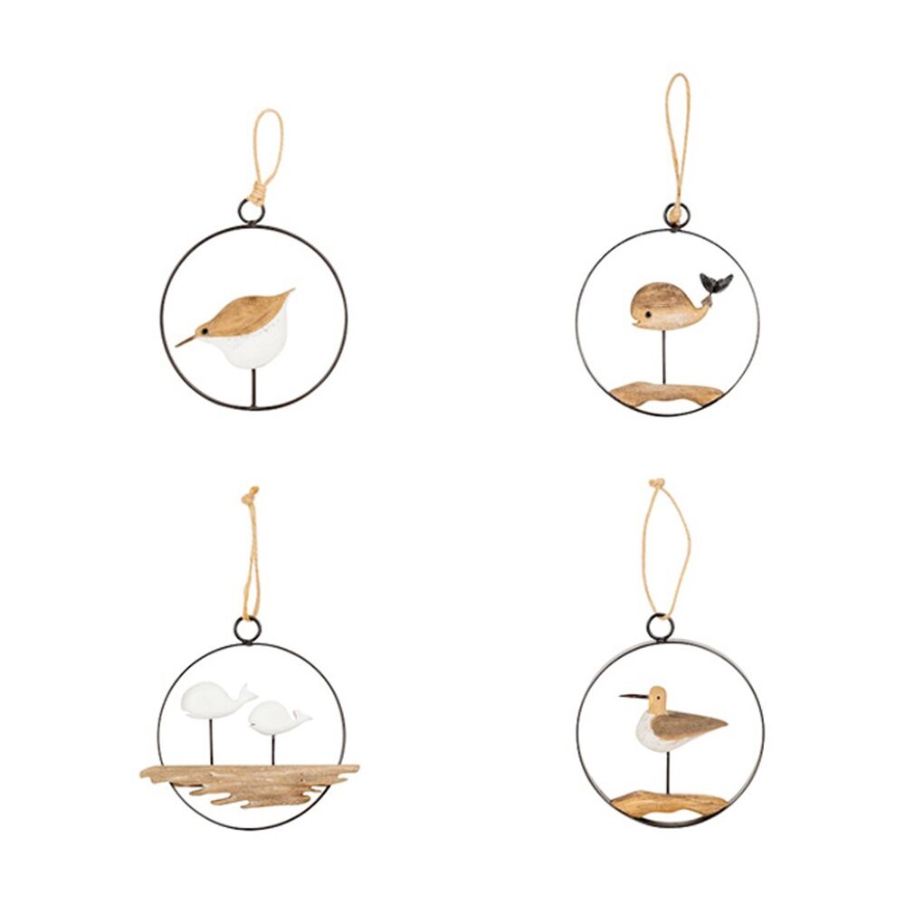 A.Fresco 12cm Timber Ring Wall-Mount Hanging Home Decor Whale/Bird Assorted — image 2