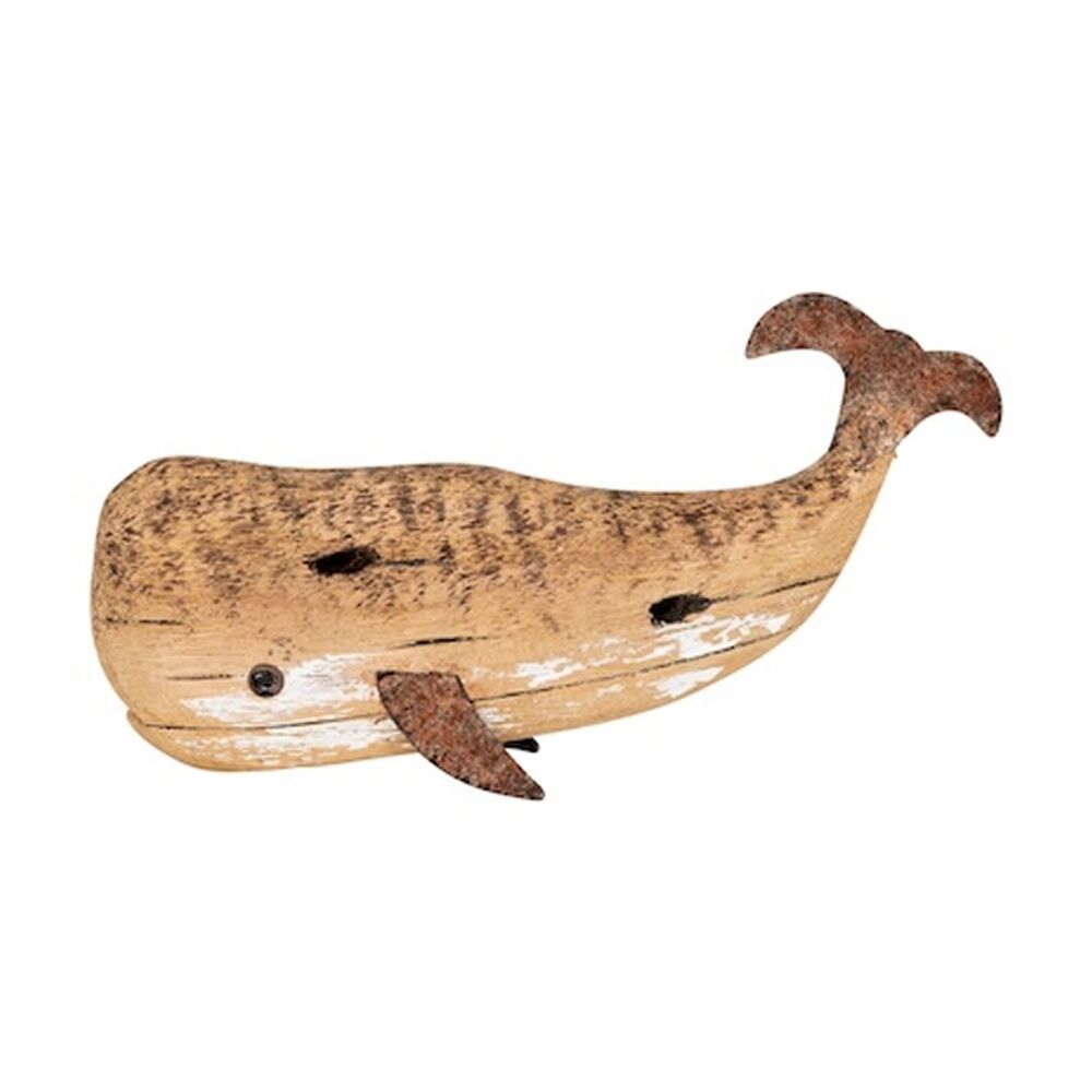 A.Fresco Small Timber Whale Indoor/Outdoor Coastal Home Decor Ornament 21.8x8.5x4.5cm (2 Pack) — image 2