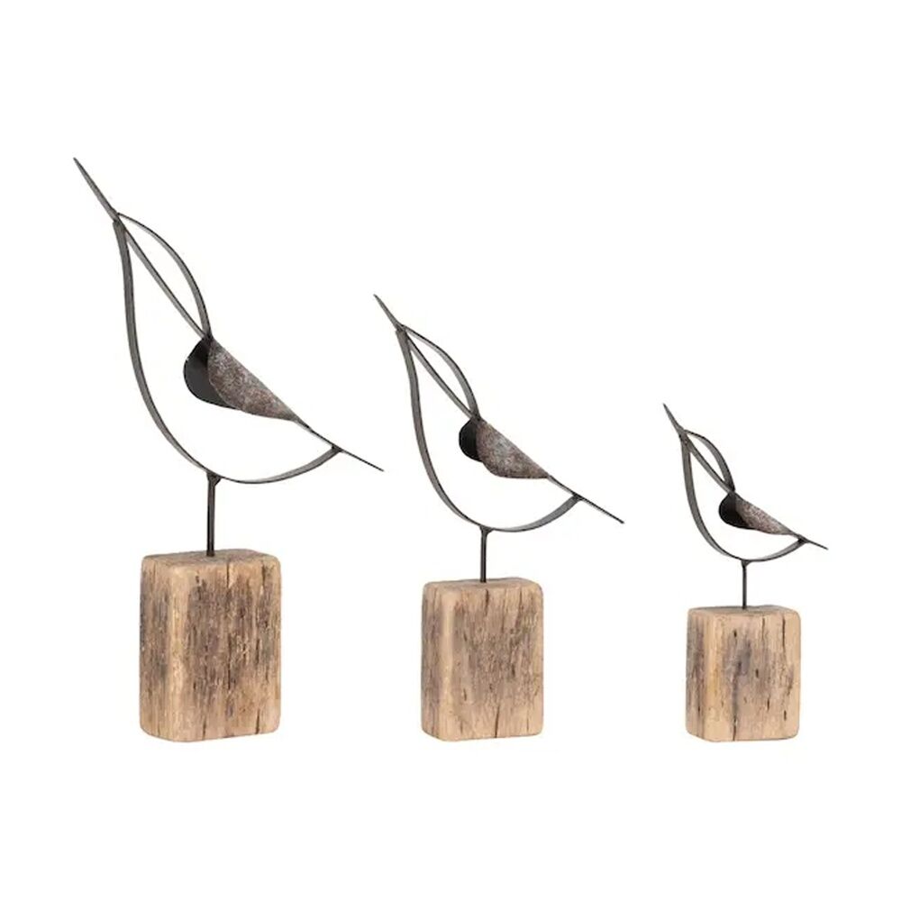A.Fresco Kingfisher Timber Small - Small Rustic Metal Bird Sculpture On Wooden Base - Coastal Decorative Accent — image 2