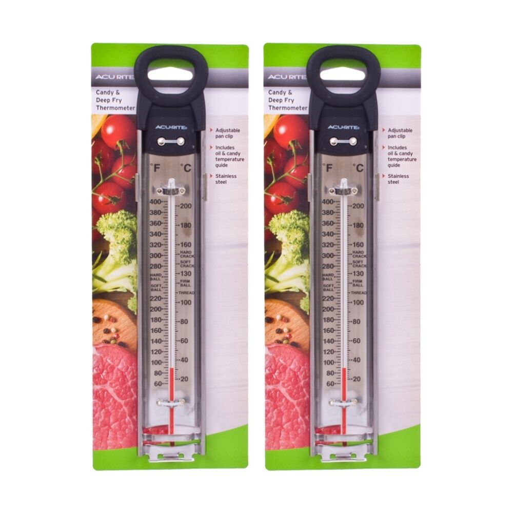 Acurite Stainless Steel Candy & Deep Fry Thermometer w/ Adjustable Clip (2 Pack)