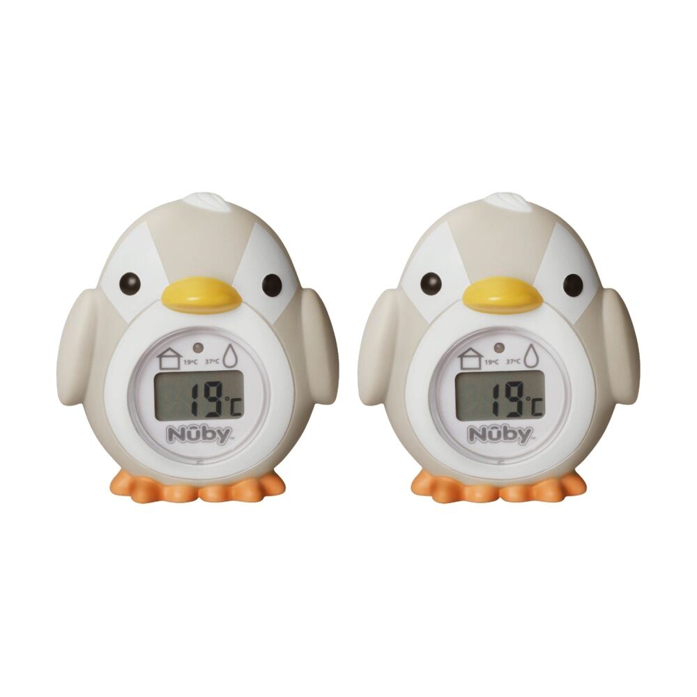 Nuby Penguin Bath Floating Thermometer Accurate Temp Display White 0m+ (2 Pack)