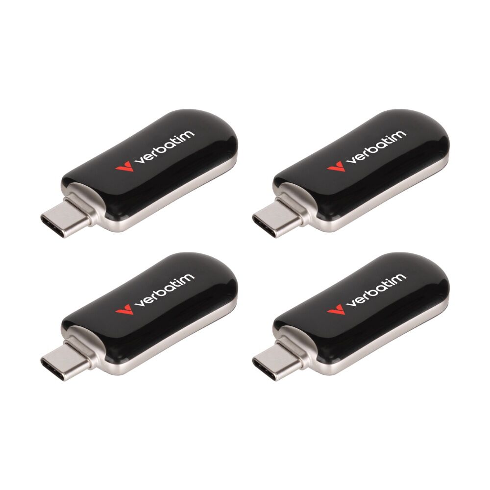 Verbatim Plectra USB-C 3.2 Gen 1 Connect Flash Drive 64GB Black (4 Pack)