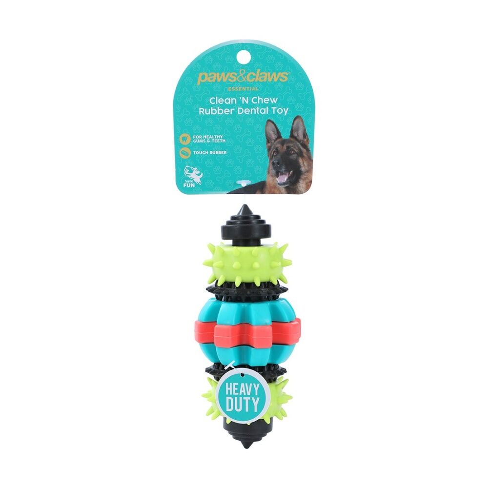 Paws and Claws Clean N Chew TPR Heavy Duty Rubber Dental Dog Toy 17cm Assorted (12 Pack) — image 2