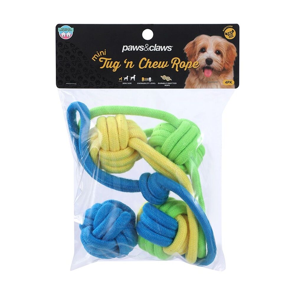 Paws and Claws 4pc Paws And Claws Mini Tug N Chew Rope Dog Pet Play Toy Set 23x5x1cm (6 Pack) — image 2