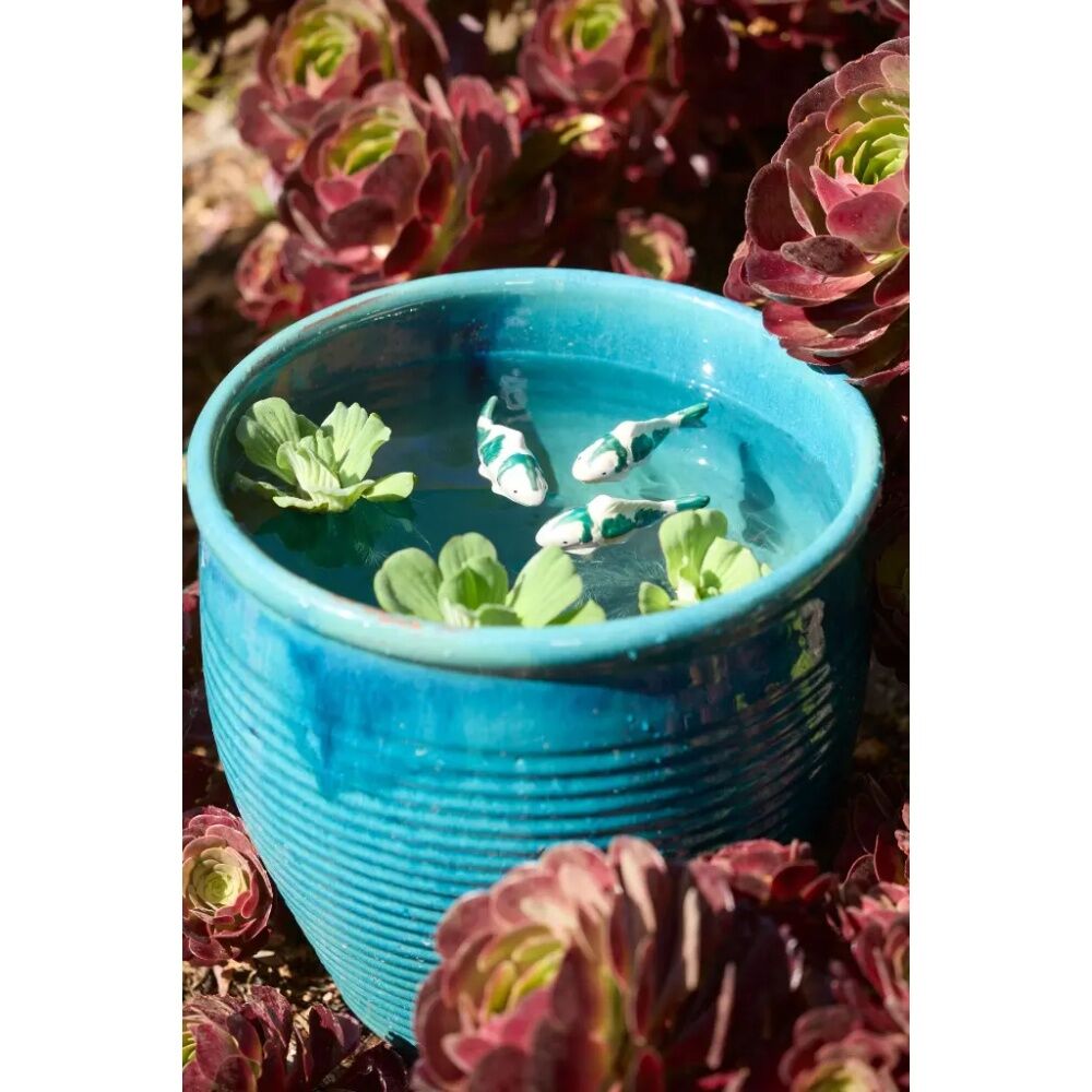 A.Fresco Floating Koi Fish Decorative Ceramic Pond Ornament Green 11.4cm (4 Pack) — image 6