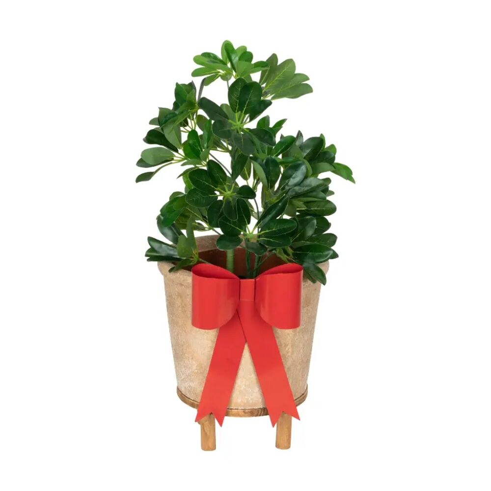 A.Fresco Metal Bow Red Pot Sitter 33cm Decorative Garden Ornament — image 2