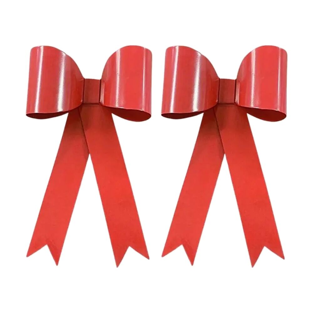 A.Fresco Decorative Metal Bow Indoor/Outdoor Garden Plant Pot Sitter Red 33x20x5cm (2 Pack)