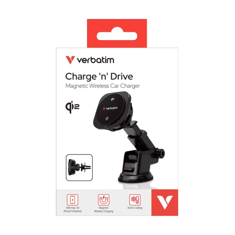 Verbatim Charge n Drive Qi2 Magnetic Wireless Car Charger 15W Black — image 5