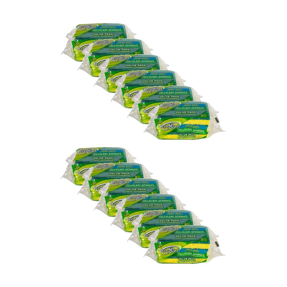 Fresh Start 3pc Fresh Start Heavy Duty Grime-Removing Cleaning Sponges Cellulose (12 Pack)